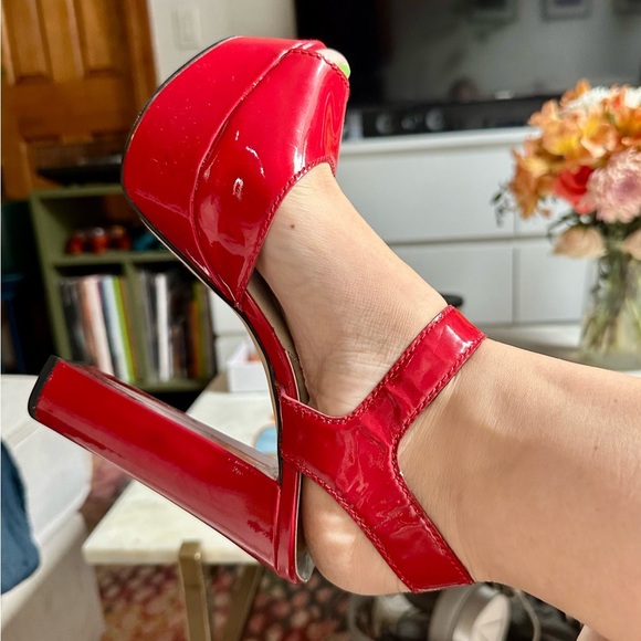 Michael Kors Red Platform Mary Jane Heels - Picture 8 of 9